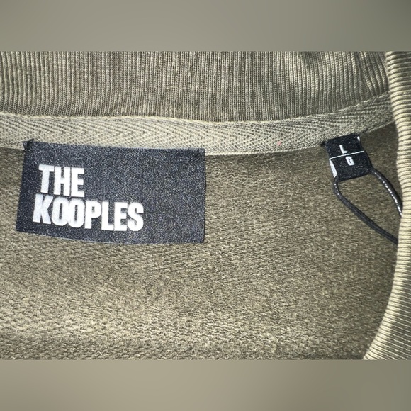 The Kooples Olive Green Crewneck Sweatshirt w/printed Patchwork Detail Large NWT - Picture 10 of 10